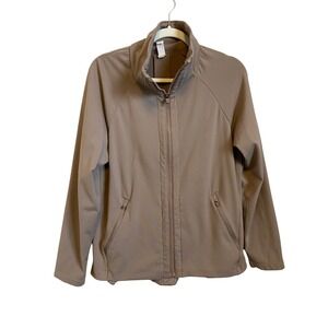 Yogalicious Lux Polarlux Jade Funnel Neck Jacket Taupe Size Large